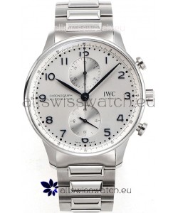 IWC Portuguese Chronograph Swiss Replica Watch in Steel Case White Dial - 1:1 Mirror Replica Edition