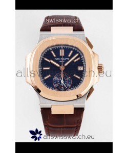 Patek Philippe Nautilus 5980/1R-001 Rose Gold Two Tone 904L Steel Case in Blue Dial - 1:1 Mirror Replica