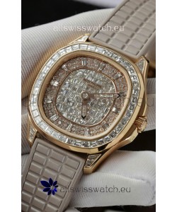 Patek Philippe Aquanaut 5062/450R-001 Rose Gold Diamonds Paved Swiss Replica Watch 