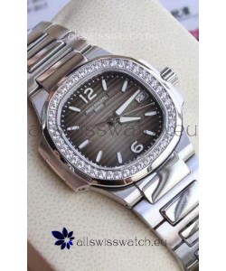Patek Philippe Nautilus 7010/1G-012 32MM 1:1 Mirror Replica - Genuine Diamonds on Bezel 