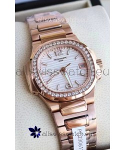 Patek Philippe Nautilus 7010/1GR-011 32MM 1:1 Mirror Replica - Genuine Diamonds on Bezel 