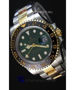 Rolex GMT Masters Japanese Replica Watch in Two Tone Rose Gold Casing Green Dial