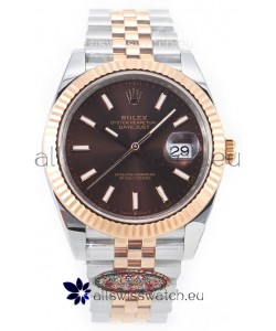 Rolex Datejust M126333 41MM ETA3235 72 Hours Power Brown Dial Jubilee 1:1 Mirror Replica Rose Gold 904L Steel