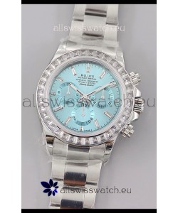Rolex Cosmograph Daytona ICE Blue Dial Diamonds Bezel Cal.4130 Movement - 904L Steel Watch