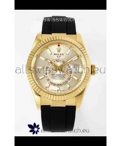 Rolex Sky-Dweller REF# 336935 Gold Dial Watch in Yellow Gold 904L Steel Case 1:1 Mirror Replica