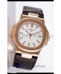 Patek Philippe Nautilus 5711/1R 1 1:1 Mirror Replica Watch in White Dial Rose Gold