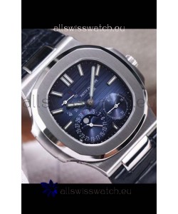 Patek Philippe Nautilus 5712/1A 1:1 Quality Swiss Replica Watch in Blue Dial Leather Strap
