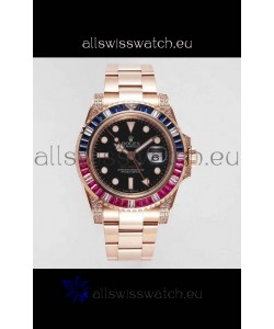 Rolex GMT Masters II Diamonds Swiss watch with Rose Gold 904L Case - 1:1 Mirror Quality 