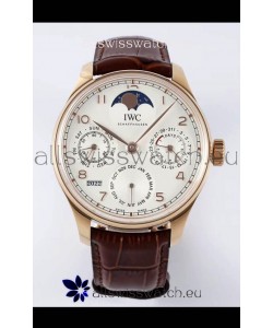IWC Portuguese Perpetual Calendar Rose Gold Swiss Replica Watch REF. IW503302