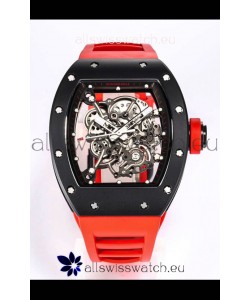 Richard Mille RM055 Black Ceramic Casing 1:1 Mirror Replica Watch in Red Strap