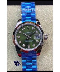 Rolex Datejust Ladies 28MM Cal.3135 Movement Swiss Replica in Green Dial - 904L Steel Casing
