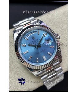 Rolex Day Date M228236-0006 904L Steel 40MM - Ice Blue Dial 1:1 Mirror Replica