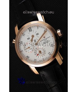Vacheron Constantin Malte Dual Time Regulator Pink Gold Swiss Replica Watch 
