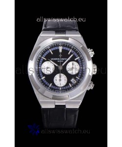 Vacheron Constantin Overseas Chronograph Black Dial Swiss Replica Watch - Leather Strap