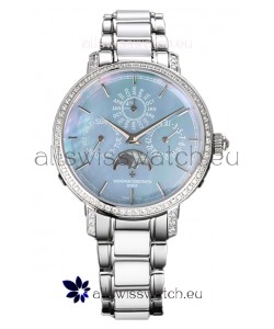 Vacheron Constantin Traditionelle Perpetual Calendar Ultra-Thin Steel Blue Pearl Swiss Replica