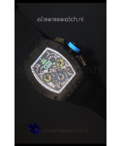 Richard Mille RM011 Filipe Massa PVD Swiss Replica Watch in Black Nylon Strap