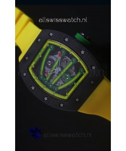 Richard Mille RM059 Yohan Blake Forged Carbon Case Swiss Replica Watch in Yellow Bezel