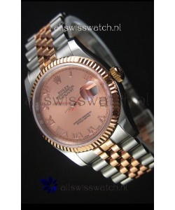 Rolex Datejust Replica Watch Rose Gold with Roman Dial in 36MM with 3135 Swiss Movement 