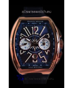 Franck Muller Vanguard Chronograph 18K Pink Gold Blue Dial Swiss Watch 