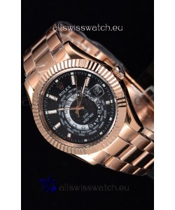 Rolex SkyDweller Swiss Watch in 18K Rose Gold Case - DIW Edition Black Dial 