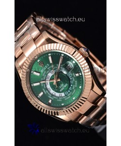 Rolex SkyDweller Swiss Watch in 18K Rose Gold Case - DIW Edition Green Dial 