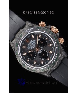 Rolex Daytona DiW Forged Cabon Casing 1:1 Mirror Replica with Black Strap 