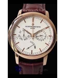 Vacheron Constantin Traditionnelle Day Date Pink Gold Swiss Replica Watch 