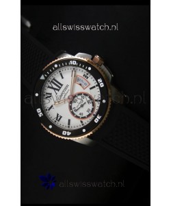 Calibre De Cartier Watch 42MM White Dial Two Tone Case - 1:1 Mirror Replica Watch