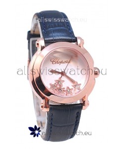 Chopard Happy Sport Star Shaped Diamonds Swiss Rose Gold Watch in White Dial