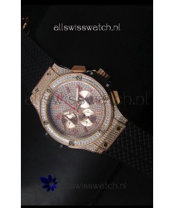 Hublot Big Bang Rose Gold Watch Quartz Movement in Black Strap