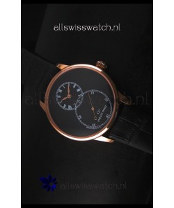 Jaquet Droz Grande Seconde Black Enamel Stainless Rose Gold Case in Black Dial