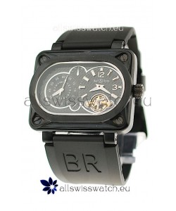 Bell and Ross BR Minuteur Tourbillon PVD Japanese Watch in Black Dial