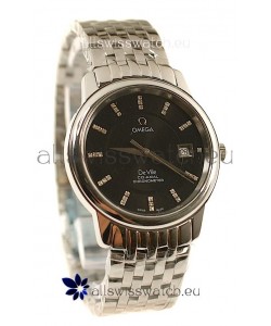 Omega Co-Axial Deville Japanese Steel Watch in Diamond Encrusted Stick Markers