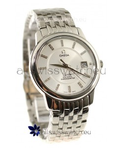 Omega Co-Axial Deville Japanese Steel Watch in Diamond Encrusted Stick Markers