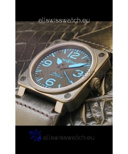Bell and Ross BR01 92 Swiss Watch in PVD Casing and Blue Markers