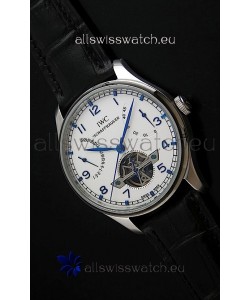 IWC Portuguese FA Jones Japanese Replica Watch in White Dial with Tourbillon