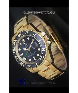 Rolex GMT Master II Swiss Replica Gold Watch in Black Dial