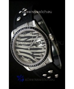 Rolex Datejust Mens Japanese Replica Leopard Watch in Diamand Markers