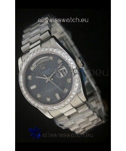 Rolex Day Date Just Japanese Replica Watch in Black Dial 