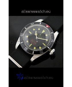 Rolex Submariner Swiss Replica Watch in Domed Crystal Black Nylon Strap
