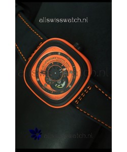 SevenFriday P-32 Black and Orange with Original Miyota 82S7 Movement - 1:1 Mirror Quality