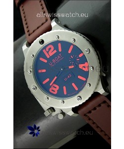 U Boat U-42 Diver Titanium Swiss Watch in Red Markers