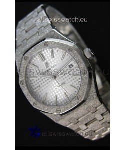 Audemars Piguet Royal Oak Frosted Self-Winding White Gold White Dial 1:1 Mirror Replica Watch 