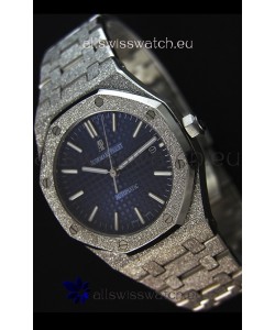 Audemars Piguet Royal Oak Frosted Self-Winding White Gold Blue Dial 1:1 Mirror Replica Watch 