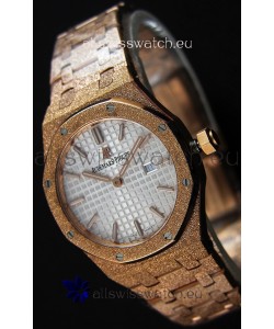 Audemars Piguet Royal Oak Frosted Rose Gold QUARTZ Watch White Dial 33MM - 1:1 Mirror Replica 