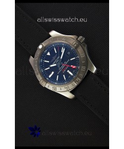 Breitling Avenger II BlackSteel GMT Swiss Replica Watch Nylon Strap 1:1 Mirror Replica Watch