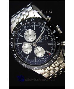 Breitling Chronoliner Steel-Black Steel Strap in Black Dial Swiss Replica Watch 