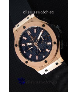 Hublot Big Bang Carbon Dial Pink Gold Case Swiss Replica Watch : 1:1 Mirror Replica 