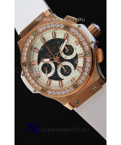 Hublot Big Bang Diamonds Bezel Watch in Pink Gold Case Swiss Replica Watch