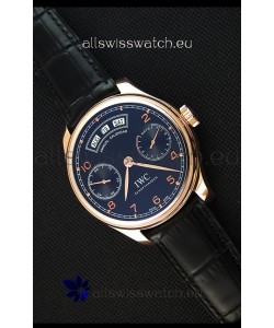 IWC Portugieser Annual Calender Midnight Blue Pink Gold IW503504 1:1 Mirror Replica